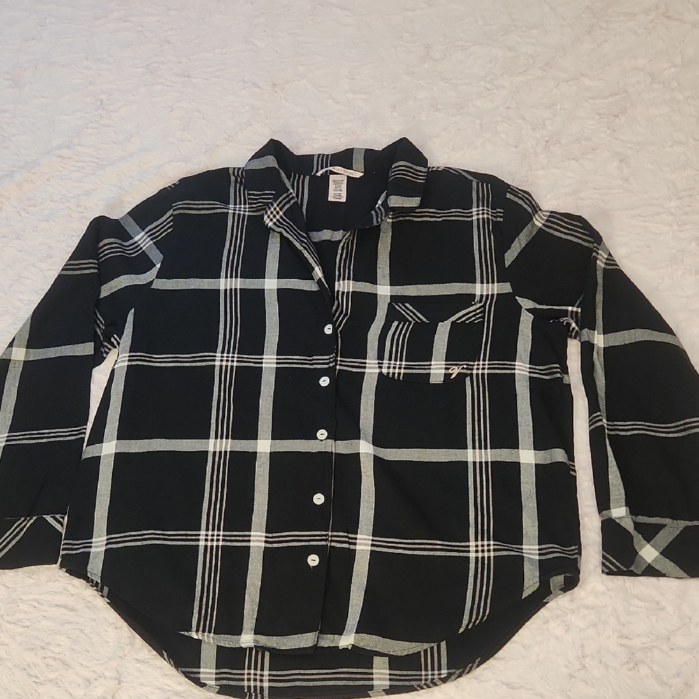 Classic Black and White Plaid Men's Shirt
